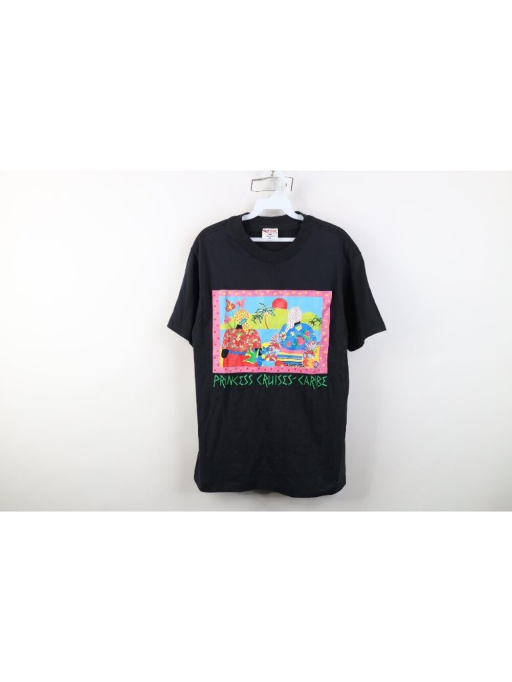 Vintage 90s Womens Medium Princess Cruises Caribe Flower Art Island T-Shirt Usa